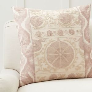 *Pottery Barn Carmine 24" Embroidered Pillow Cover Blush